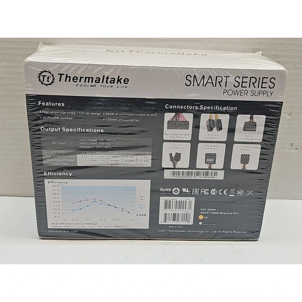 thermaltake SMART 600w‎ 80 PLUS Power Supply W/ Active Pfc
